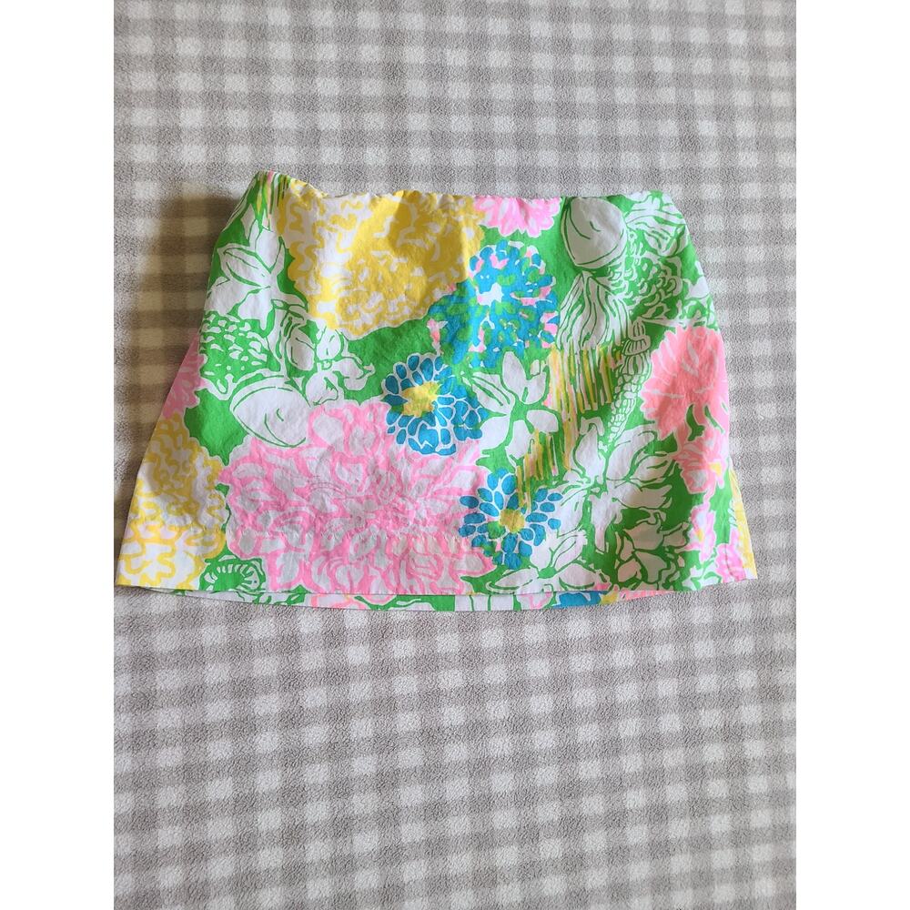 Lilly Pulitzer Girls Mini Jasmine Skort Size 8 Hibiscus Stroll Floral Pink Green